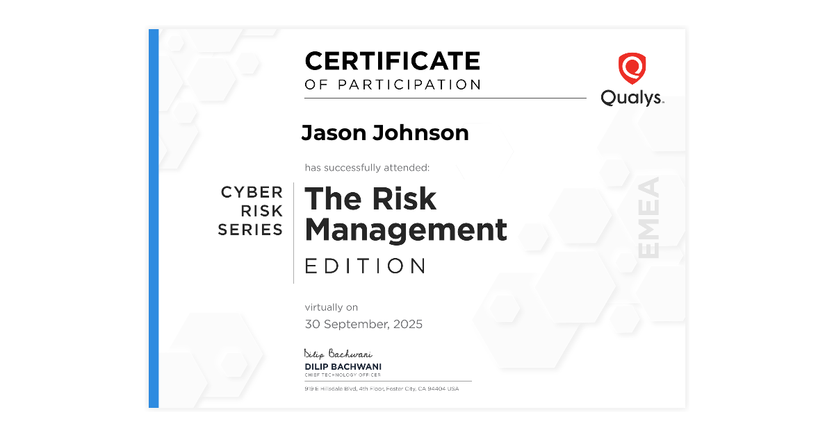 Jason Johnson | CRS-SEP25: Risk Management Edition - (EMEA) | Qualys ...